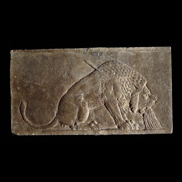 019-Умирающий лев-каменная панель из дворца Ашшурбанипала